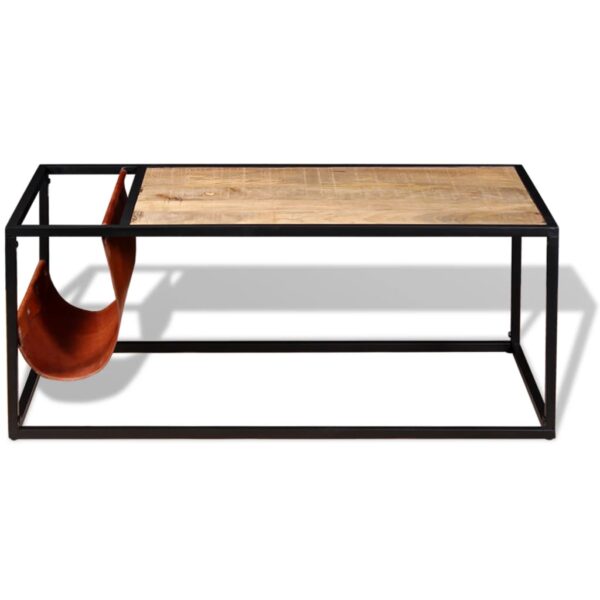 Stol za Kavu s Držačem za Časopise od Prave Kože 110x50x45 cm - Slika 6