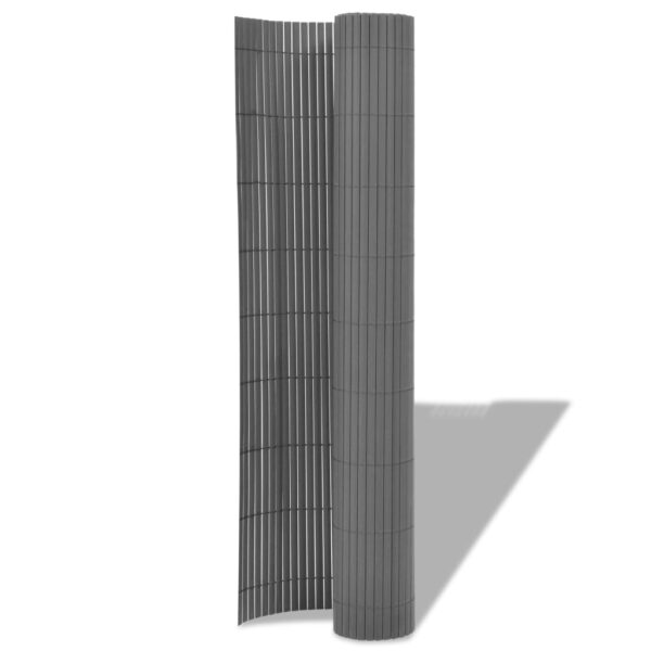 Dvostrana vrtna ograda PVC 90 x 300 cm siva - Slika 2