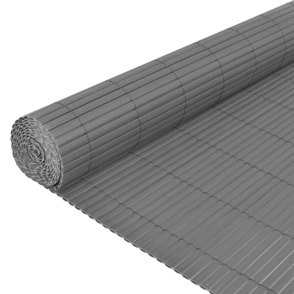 Dvostrana vrtna ograda PVC 90 x 300 cm siva - Slika 4