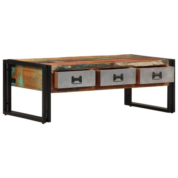 Stolić za kavu s 3 ladice od masivnog recikliranog drva 100 x 50 x 35 cm - Slika 2