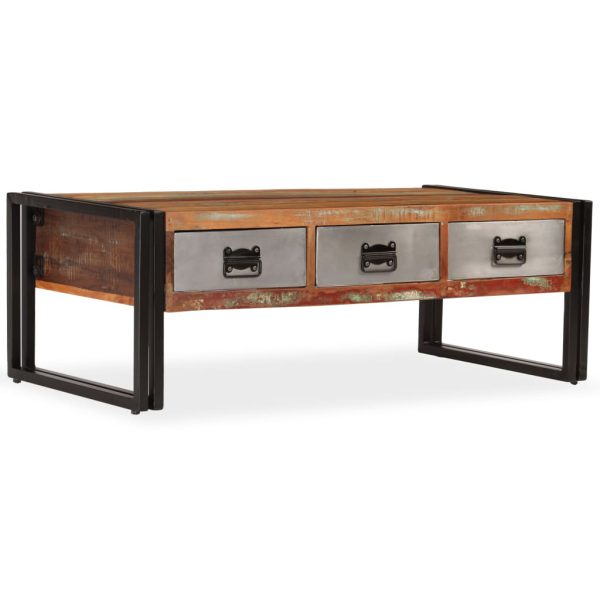 Stolić za kavu s 3 ladice od masivnog recikliranog drva 100 x 50 x 35 cm - Slika 11