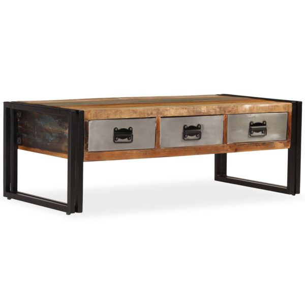 Stolić za kavu s 3 ladice od masivnog recikliranog drva 100 x 50 x 35 cm - Slika 10