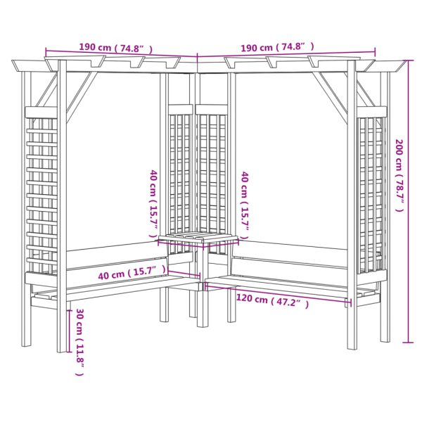 Kutna pergola s klupom od impregnirane borovine - Slika 6