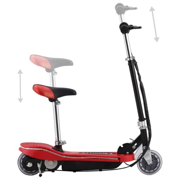 vidaXL Električni romobil sa sjedalom i LED svjetlima 120 W crveni - Slika 3