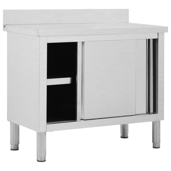 Radni stol s kliznim vratima 100 x 50 x (95 - 97) cm od čelika - Slika 2