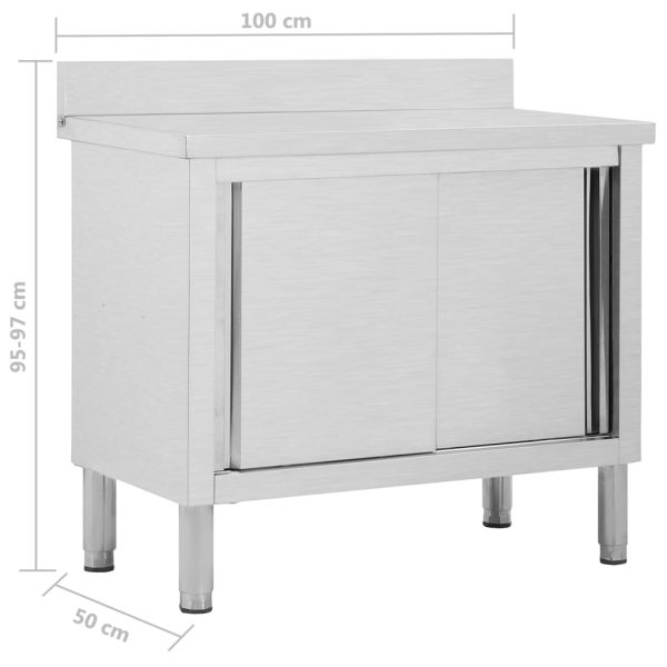 Radni stol s kliznim vratima 100 x 50 x (95 - 97) cm od čelika - Slika 8