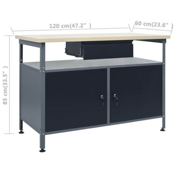 Radni stol crni 120 x 60 x 85 cm čelični - Slika 9