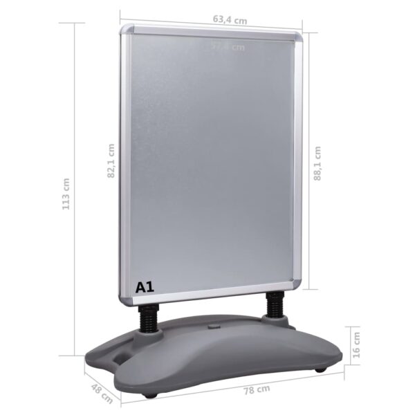 Stalak za plakate A1 s vodenom bazom sivi od aluminijske legure - Slika 9