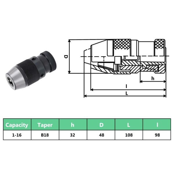 Stezna glava za svrdla MT2-B18 s rasponom stezanja 16 mm - Slika 9