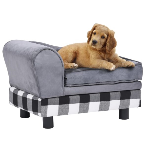 Sofa za pse siva 57 x 34 x 36 cm plišana - Slika 3