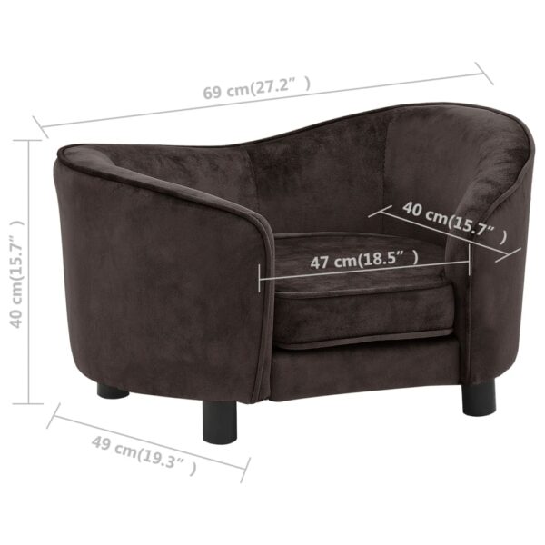 Sofa za pse smeđa 69 x 49 x 40 cm plišana - Slika 9
