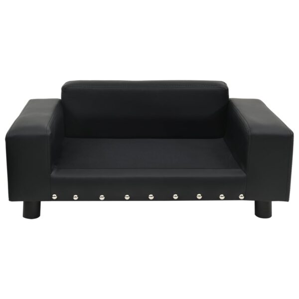 Sofa za pse crna 81 x 43 x 31 cm od pliša i umjetne kože - Slika 2
