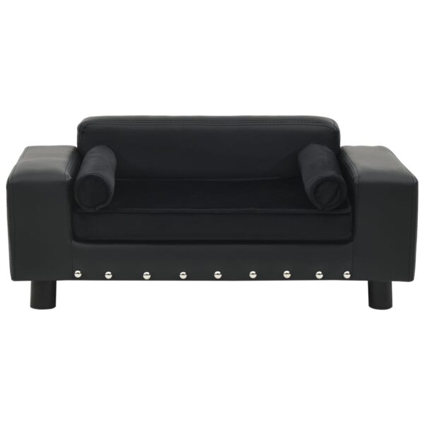 Sofa za pse crna 81 x 43 x 31 cm od pliša i umjetne kože - Slika 3