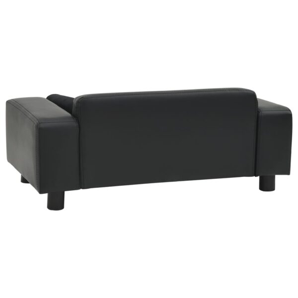 Sofa za pse crna 81 x 43 x 31 cm od pliša i umjetne kože - Slika 4