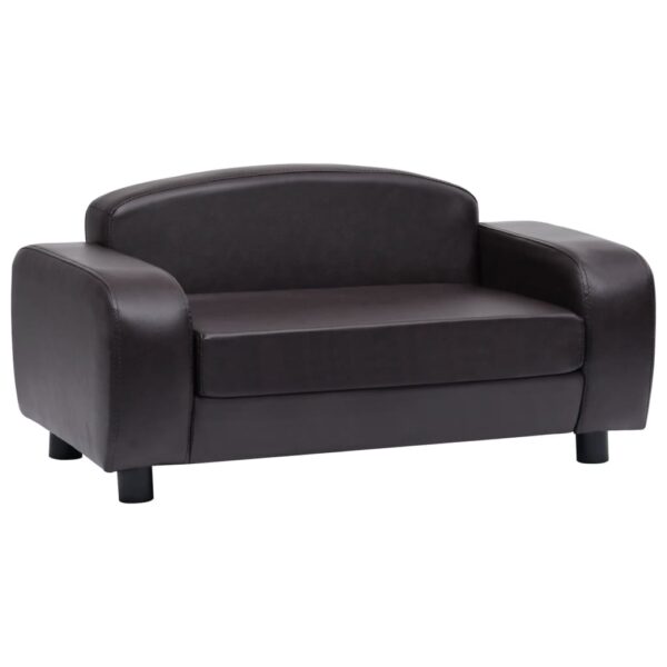 Sofa za pse smeđa 80 x 50 x 40 cm od umjetne kože - Slika 2