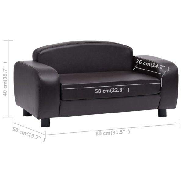 Sofa za pse smeđa 80 x 50 x 40 cm od umjetne kože - Slika 10