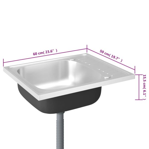 Kuhinjski sudoper s cjedilom srebrni 500 x 600 x 155 mm čelični - Slika 10