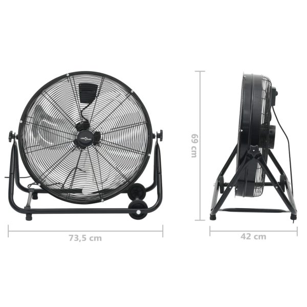 Industrijski ventilator s bubnjem 60 cm 180 W crni - Slika 9