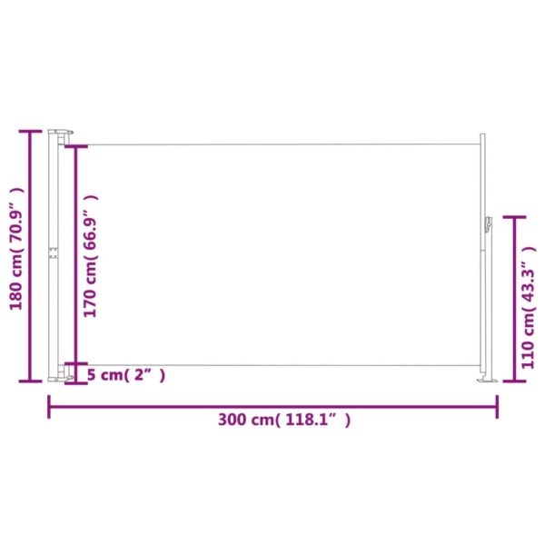 Uvlačiva bočna tenda za terasu 180 x 300 cm krem - Slika 7