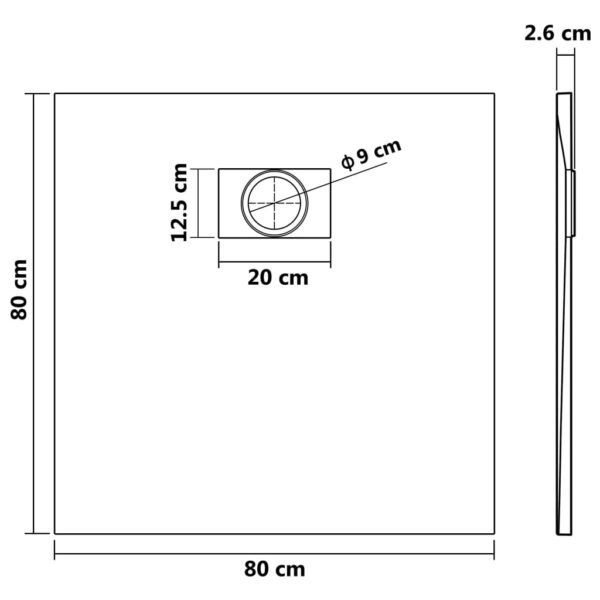 Kada za tuš SMC smeđa 80 x 80 cm - Slika 8