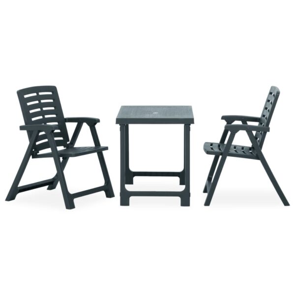3-dijelni sklopivi bistro set plastični zeleni - Slika 2
