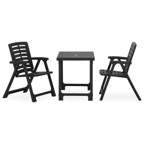 3-dijelni sklopivi bistro set plastični sivi - Slika 2
