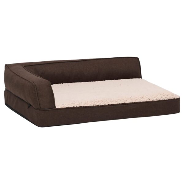 Ergonomski madrac za pse 60 x 42 cm flis izgled platna smeđi - Slika 2
