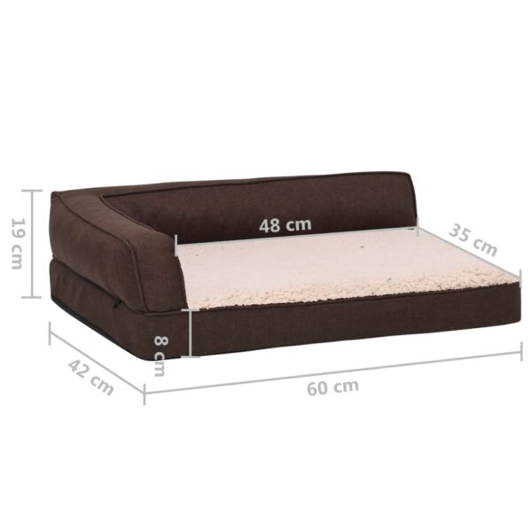 Ergonomski madrac za pse 60 x 42 cm flis izgled platna smeđi - Slika 8