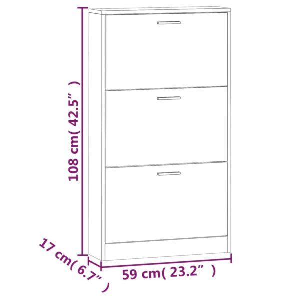 Ormarić za cipele hrast smeđi 59x17x108 cm konstruirano drvo - Slika 10