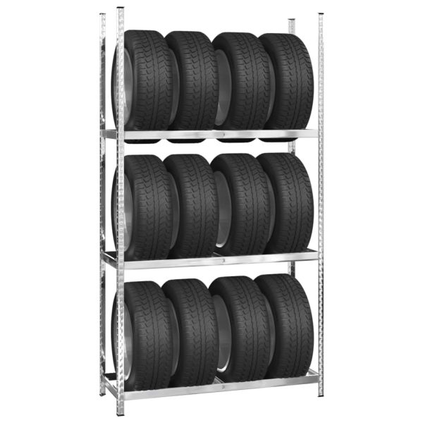Stalak za gume s 3 razine srebrni 110 x 40 x 200 cm čelični - Slika 3