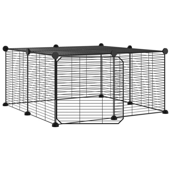 Kavez za ljubimce s 12 panela i vratima crni 35 x 35 cm čelični - Slika 2