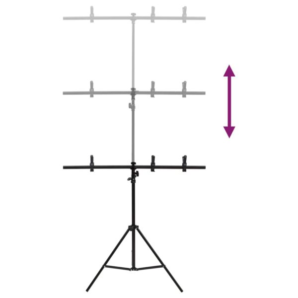 Stalak za pozadinu u obliku slova T crni 91 x 60 x (70-200) cm - Slika 5