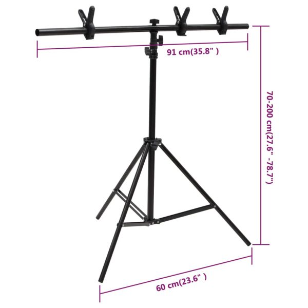 Stalak za pozadinu u obliku slova T crni 91 x 60 x (70-200) cm - Slika 9