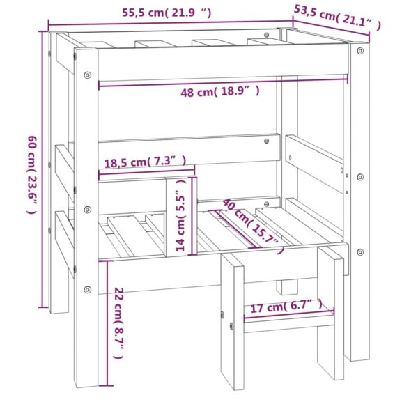 Dnevni ležaj smeđa boja meda 55,5x53,5x60cm od masivne borovine - Slika 8