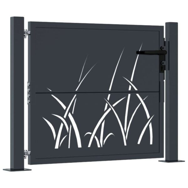 Vrtna vrata antracit 105 x 105 cm čelična s uzorkom trave - Slika 2