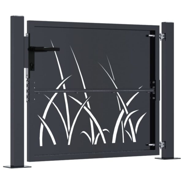 Vrtna vrata antracit 105 x 105 cm čelična s uzorkom trave - Slika 4