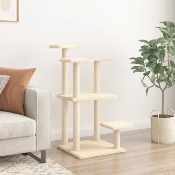 Grebalica za mačke s platformama krem 98,5 cm - Slika 3