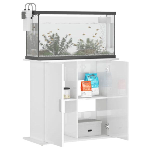 Stalak za akvarij sjajni bijeli 81x36x73 cm konstruirano drvo - Slika 4