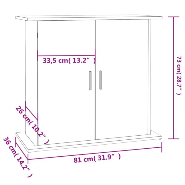 Stalak za akvarij sjajni bijeli 81x36x73 cm konstruirano drvo - Slika 11