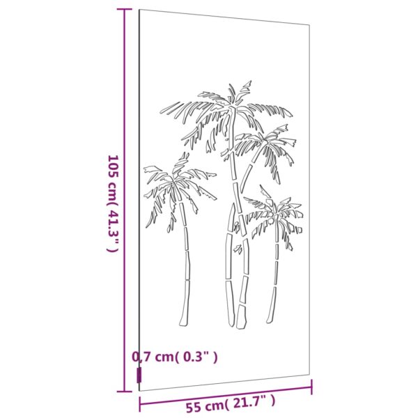 Vrtni zidni ukras 105 x 55 cm čelik COR-TEN s uzorkom palme - Slika 8