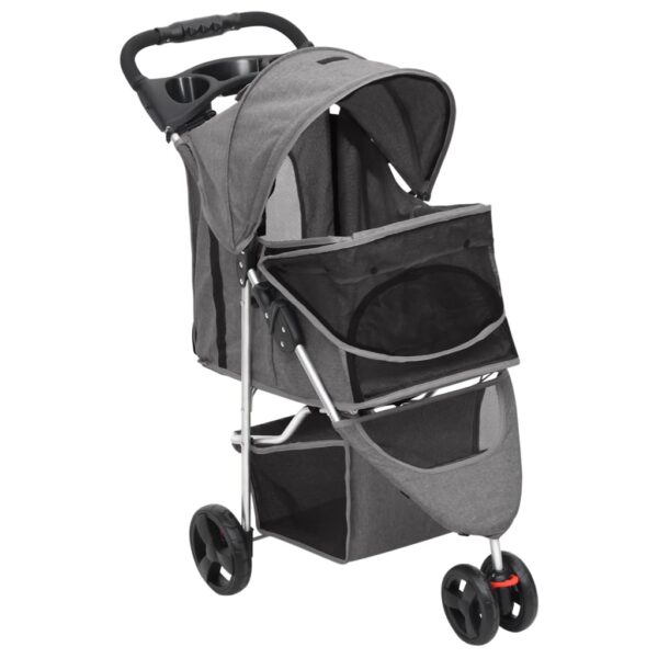 Sklopiva kolica za pse siva 80 x 46 x 98 cm od tkanine Oxford - Slika 3