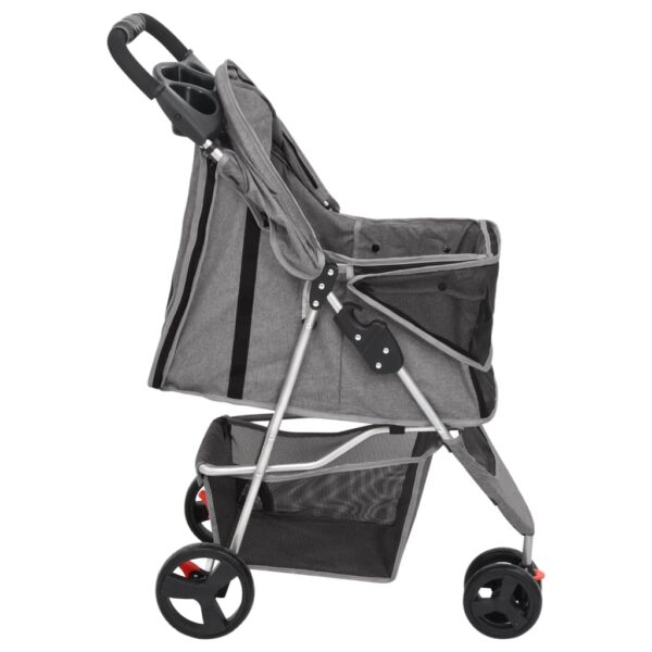 Sklopiva kolica za pse siva 80 x 46 x 98 cm od tkanine Oxford - Slika 5