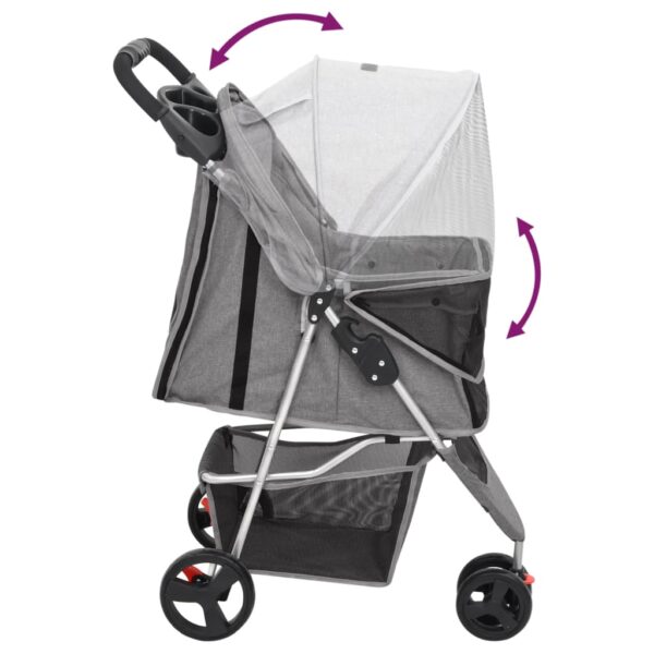 Sklopiva kolica za pse siva 80 x 46 x 98 cm od tkanine Oxford - Slika 6