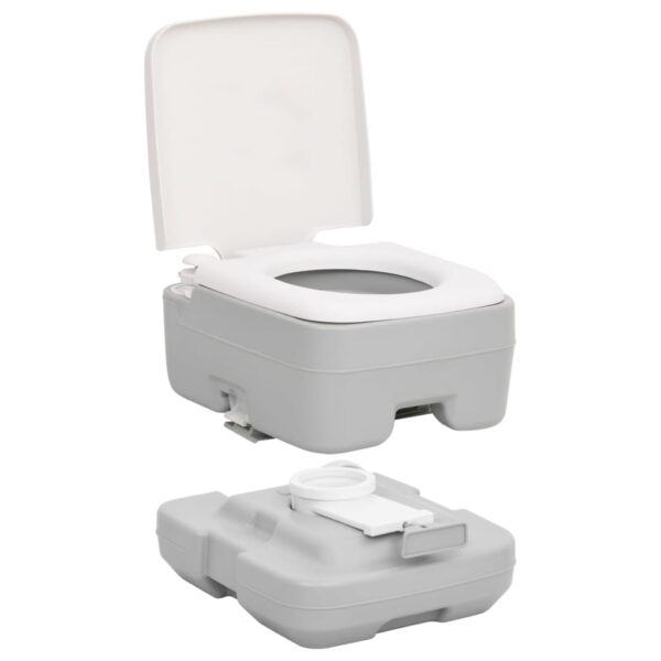 Prijenosni toalet za kampiranje sivo-bijeli 10 + 10 L HDPE - Slika 4