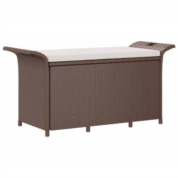 Vrtna klupa s jastukom smeđa 116 x 46 x 57 cm od poliratana - Slika 2