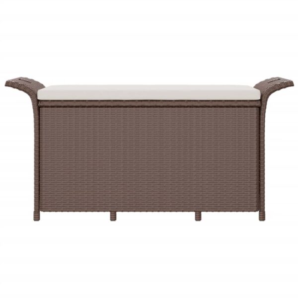 Vrtna klupa s jastukom smeđa 116 x 46 x 57 cm od poliratana - Slika 3