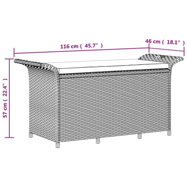 Vrtna klupa s jastukom smeđa 116 x 46 x 57 cm od poliratana - Slika 8