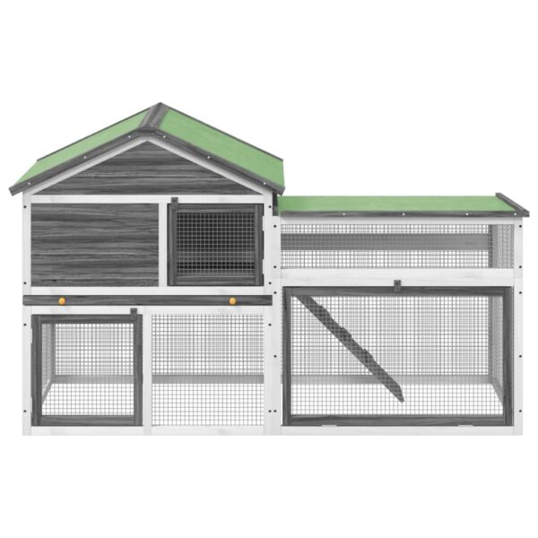 Kavez za zečeve sivi 185,5x60,5x109,5 cm od masivne borovine - Slika 3