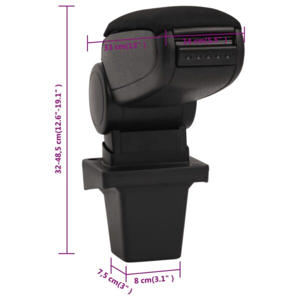 Naslon za ruke za automobil crni 14 x 33 x (32 - 48,5) cm ABS - Slika 10