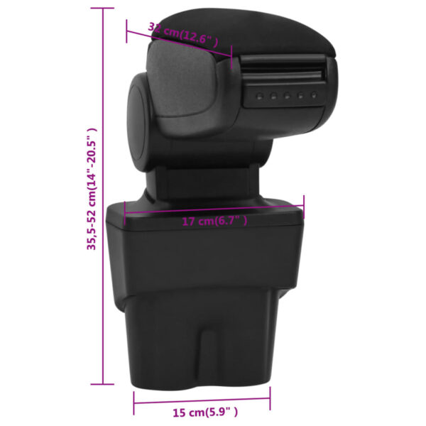 Naslon za ruke za automobil crni 17 x 32 x (35,5 - 52) cm ABS - Slika 10